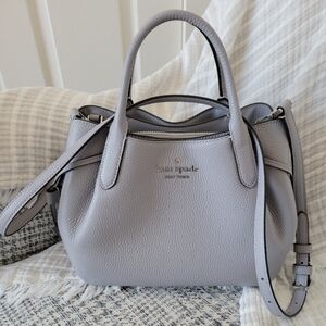 Kate Spade Pebbled Leather Mountain Gray Dumpling Small Satchel Crossbody, NWT